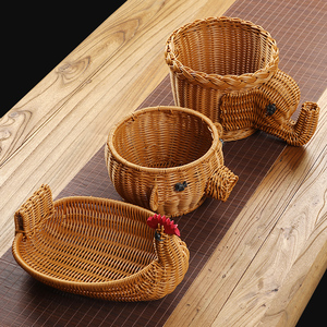 Hot Sales Rattan Handicraft Storage Home Decoration <b>Food</b> Woven Animal Shaped <b>Baskets</b> for Kids - Product Image 4