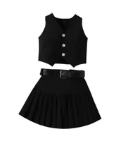 Vêtements pour Enfants Tenues Filles Haut en Dentelle Jupe en Jean Irrégulière Ensemble de Vêtements pour Enfants Tenue 2 Pièces Ensembles pour Filles