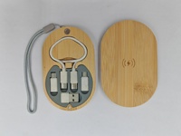 Nuevo Kit Adaptador Multi USB, Regalo para Oficina, Escritorio y Viajes, Juego de Cables de Bambú PD60W, Organizador de Cables, Cable de Datos USB, Cargador Inalámbrico