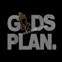 Hot Fix Rhinestone GOD'S PLAN Flatback Iron-on Transfer Printing Design Stretch Caractéristique Offre Spéciale