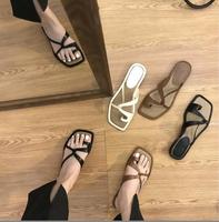 NUEVAS Sandalias de Playa de Moda para Mujer, Sandalias Planas con Punta Cuadrada, Pantuflas