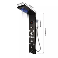 LEBED Ensemble de douche mural classique noir en acier inoxydable avec douchette LED et jet de pluie, garantie 5 ans