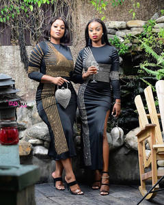 Trend produkte Sexy Hot Diamond Rundhals ausschnitt Split Langarm <span class=keywords><strong>Prom</strong></span> Kleid Kleidung Frauen.. - Product Image 1