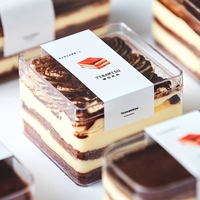 Gobelet en plastique avec couvercle transparent Tiramisu Boîte à pâtisserie Boîte à gâteau en acrylique Prix d'usine Boîte d'emballage Vente en gros