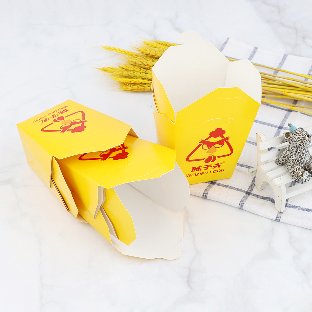 Custom printed disposable kraft packaging for food takeout takeaway rice chinese noodle packing paper box with your logo
