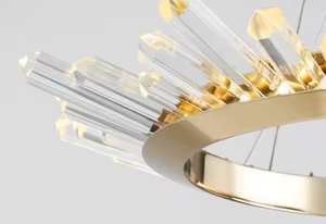 Lámpara de araña de anillo moderna para sala de estar, anillo de cristal de techo LED negro, luz colgante circular - Product Image 4