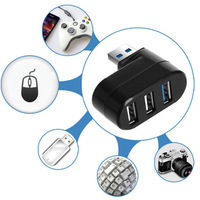 HUB Multi USB 2.0 à 3 Ports, Mini Hub USB haute vitesse, adaptateur de répartiteur rotatif à 180 degrés pour ordinateur portable, accessoires d'ordinateur