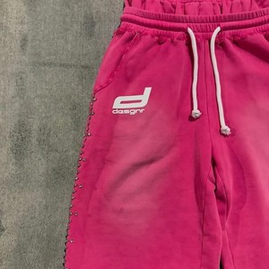Streetwear personnalisé vieilli lavé 100% coton sweat à capuche zippé Boxy poids lourd soleil fané strass sweats à capuche zippés costume short - Product Image 4