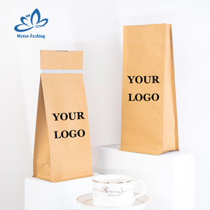 100 Sacchetti Stand-Up per Tè e Caffè, Buste a Fondo Piatto Personalizzate con Chiusura in Plastica e Laccio in Latta per Confezionamento Caffè - Product Image 1