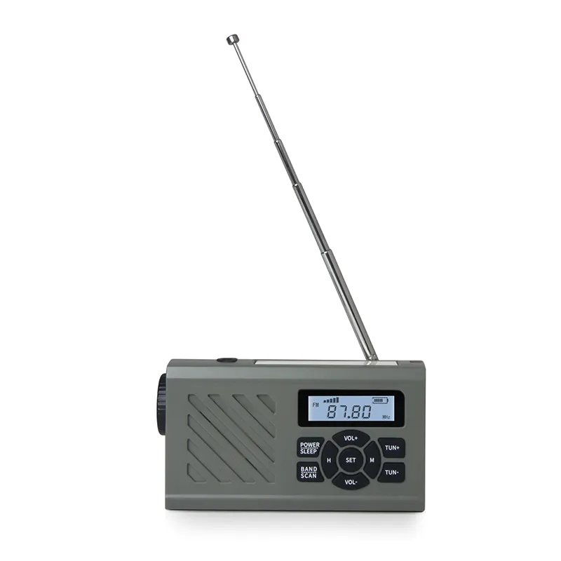 Radio Dynamo d'urgence rechargeable portable 2000mAh avec chargeur de téléphone et lampe de poche