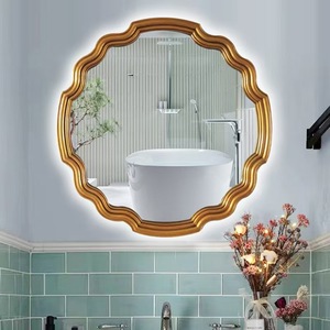 French Vintage Thin Retro Design Metal Edge Framed Wall Mounted <b>Bathroom</b> Decor <b>Mirror</b> with LED 3 Dimmable <b>Light</b> Colors - Product Image 3