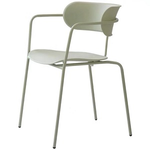 <span class=keywords><strong>Fauteuil</strong></span> moderne en plastique vert <span class=keywords><strong>sauge</strong></span> avec structure métallique tubulaire pour café - Product Image 2
