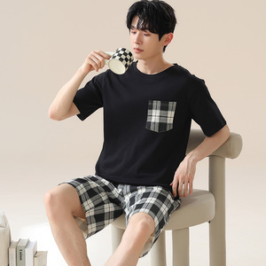 2025 nuovo <span class=keywords><strong>pigiama</strong></span> da <span class=keywords><strong>uomo</strong></span> Cool Set traspirante e comodo Shorts a maniche corte ampio abbigliamento per la casa - Product Image 1