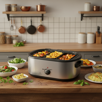 Rôtissoire électrique 3-en-1 pour dinde avec grande capacité de 18/22 QT, minuteur programmable, idéale pour la cuisson de plusieurs plats en fêtes
