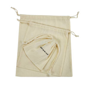 カスタムロゴシルクスクリーンプリントオーガニックコットンモスリンダブルショッピング収納キャンバス巾着ポーチハンドバッグシューズ用ダストバッグ - Product Image 4