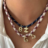 Nouveau Collier Initial à Double Nœud en Corde, Exquis, Plaqué Or, avec Lettre