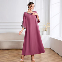 Robe Abaya d'été brodée pour femmes musulmanes du Moyen-Orient Robe ethnique longue de Dubaï Robe musulmane traditionnelle