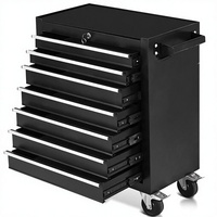 Caja de Herramientas Rodante de Metal con 7 Cajones, 27.95"D, Ruedas, Sistema de Bloqueo Resistente para Garaje/Almacén/Taller