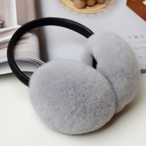 XINBY Cache-oreilles et couvre-oreilles d'hiver pour femmes en fourrure 100% naturelle, doux, chauds, en fourrure de lapin Rex véritable, pour temps froid - Product Image 4