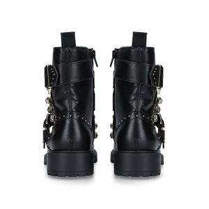 Bottes de Combat Punk en cuir véritable pour femmes, <span class=keywords><strong>Vintage</strong></span>, avec Rivet, <span class=keywords><strong>moto</strong></span> de Combat, Punk - Product Image 3