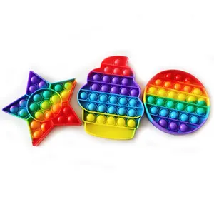 Hot Selling Pop Fidget Toy Silicone Toys Customized Shape 5 Star Rainbow Bubble Fidget Sensory Toys