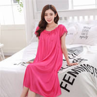 Chemise de nuit d'été à manches courtes pour femmes robe de pyjama tricotée en soie de glace en gros