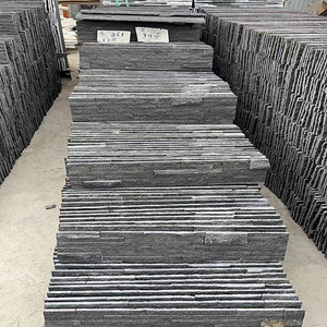 Thiết kế truyền thống thạch anh màu đen Veneer tường đá tấm bên ngoài ngoài ngoài trời <span class=keywords><strong>Slate</strong></span> với chia bề mặt kết thúc - Product Image 4