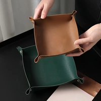Plateau de rangement pliable en cuir 15/20/25 cm pour bureau, bijoux, clés, monnaies, organisateur de chevet, entrée et salon, usage domestique