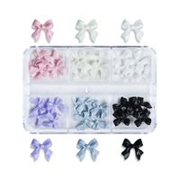30 pièces/boîte, vente en gros, breloques pour ongles Kawaii, nœud papillon, design 3D, fleur en résine acrylique, nœud papillon en résine pour nail art