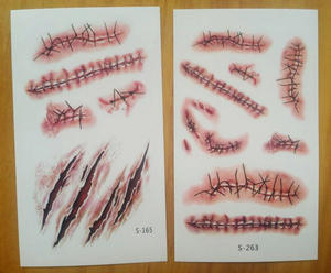 Moda Halloween <span class=keywords><strong>sangrienta</strong></span> cicatriz temporal impermeable tatuaje pegatina para disfraz fiesta maquillaje a prueba de <span class=keywords><strong>agua</strong></span> para graduación Diwali - Product Image 6