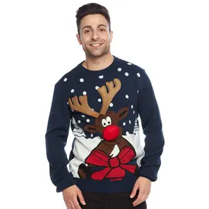 Custom Knitting Patterns Funny Crew Neck Couple Family Ugly Christmas jumper pullover Xmas Sweater For men
