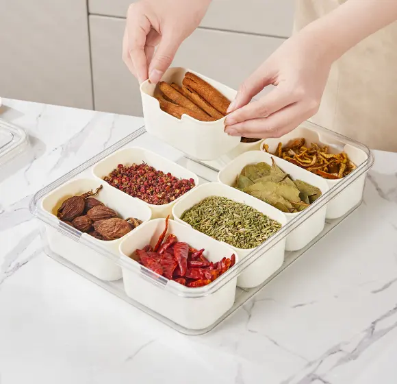 Chia phục vụ khay với nắp và xử lý Snack khay với nắp Veggie snackle hộp charcuterie container