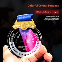 Médailles de compétitions sportives de haute qualité personnalisées trophée de verre personnalisé Souvenir or argent bronze cristal