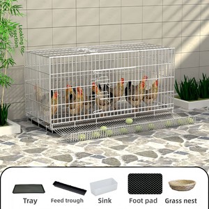 Ekstra Büyük Katlanabilir Demir Çerçeveli Paslanmaz Çelik Metal Plastik Tepsili Ev Tipi Tavuk Kafesi Kümes Hayvanları Köpek Kafesi Balkon Dış Mekan - Product Image 6