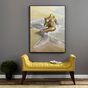 Peint à la main élégante femme allongée nue <span class=keywords><strong>sur</strong></span> la plage paysage peinture à l'huile <span class=keywords><strong>sur</strong></span> toile pour chambre nu Portrait décor peinture - Product Image 3