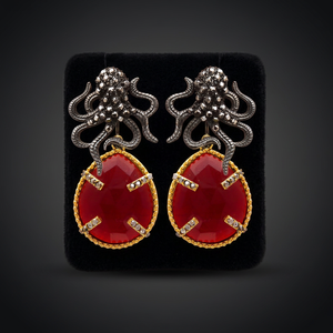 <b>Garnet</b> Hydro Pear Shape 925 Sterling Silver Gold Plated <b>Earring</b> - Product Image 2