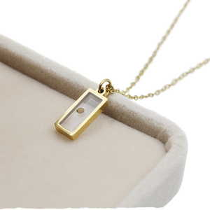 Meetyoo collana pendente rettangolare in acciaio inox alla moda per donne bambini romantiche stile semi di senape collana in resina d'oro - Product Image 2