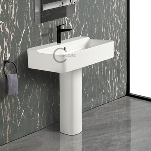 Lavabo de pie moderno y económico de cerámica blanca para renovación de hoteles - Product Image 3