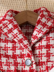 Ensemble de vêtements pour bébé <span class=keywords><strong>fille</strong></span>, <span class=keywords><strong>jupe</strong></span> à carreaux <span class=keywords><strong>rouge</strong></span> + chemise blanche pure + manteau à manches longues à col en V exquis - Product Image 4