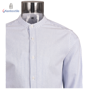 Nuovo arrivo popolare <span class=keywords><strong>camicia</strong></span> da uomo chiaro blu/bianco a righe verticali 100% cotone a manica lunga tinto <span class=keywords><strong>Oxford</strong></span> <span class=keywords><strong>camicia</strong></span> lunga per gli uomini - Product Image 4