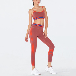 2020 High Waist Woman Sportswear Gym Fitness Yoga Sets 2 Piece Running Yoga Bra Pants Activewear - Product Image 3