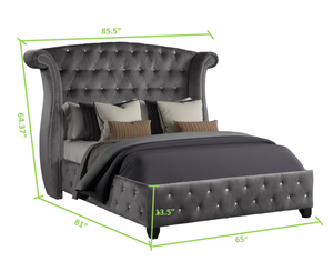 Queen Size 5-Piece Modern Wood Bedroom Set with Adjustable Features <b>Convertible</b> Design Gray Finish - Product Image 5