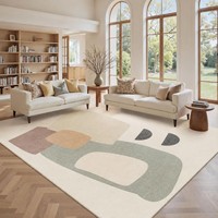 Tapis de chambre à coucher de style français minimaliste, en polyester, luxe léger, haut de gamme, imperméable, anti-poussière, géométrique