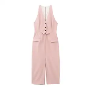 PB&ZA Women 2023 spring New Chic Fashion Pocket vest dress Vintage Sleeveless Female Dresses robe Mujer