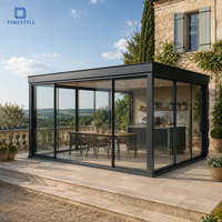 Véranda à toit plat isolée thermiquement pour toutes les saisons, extension de maison en aluminium, serre en verre
