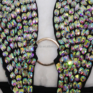 E006 <strong>Sparkling</strong> Glass Exotic Sexy Dancewear Club Outfits Rhinestone Costume <strong>Bodysuit</strong> - Product Image 4