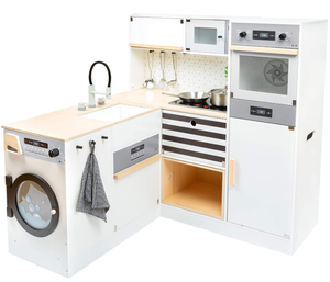 Giocattoli da cucina versatili in legno con lavatrice e Layout ruspante per fingere il gioco - Product Image 1