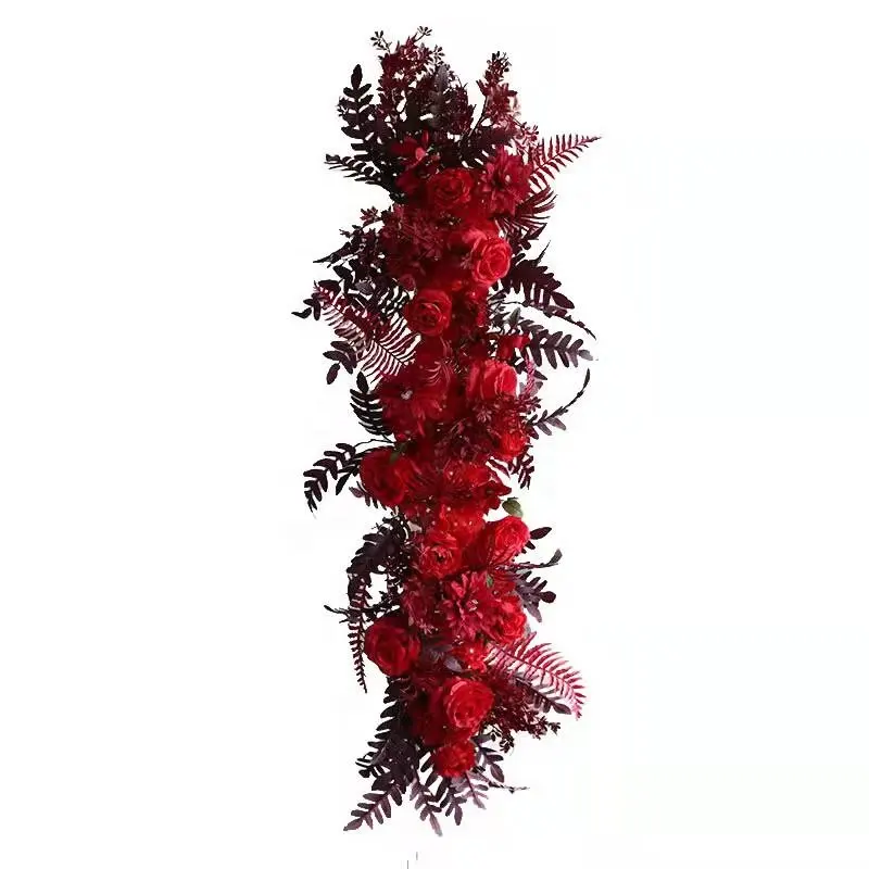 2023 hot sale red artificial flower runner wedding