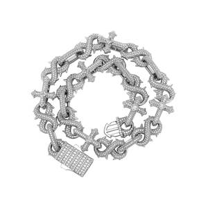 Chaîne de collier haut de gamme pour homme, chaîne cubaine à maillons croisés en forme de chardon à 8 caractères, symbole de l'infini, style hip-hop - Product Image 4