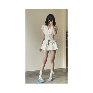 Jupe-short décontractée pour femme de bonne qualité avec cordon de serrage – Jupe-short fluide style coréen, échantillon gratuit - Product Image 5
